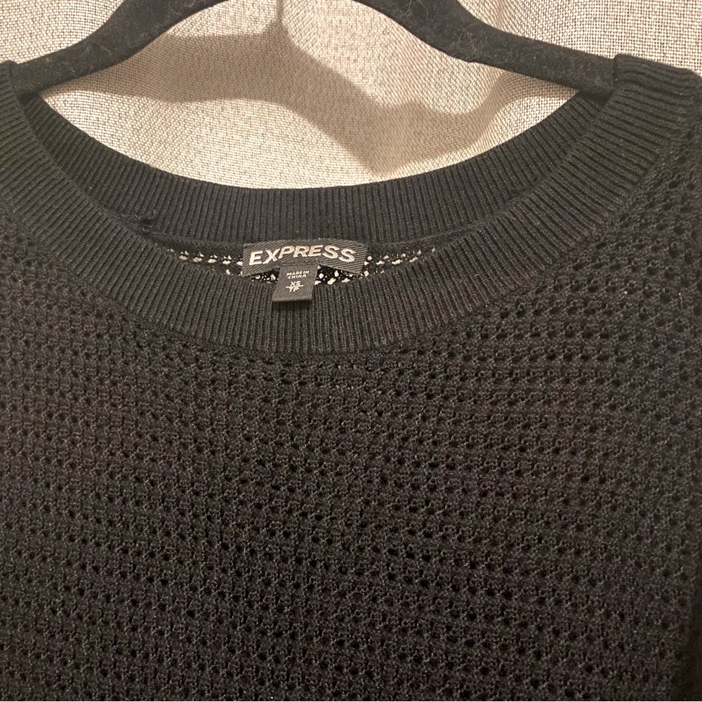 Express Woman’s black XS knitted sweater with open shoulders. No marks or tears - Picture 2 of 4